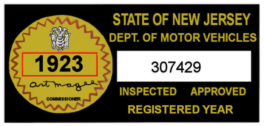 1915-1928 New Jersey estimated Inspection Sticker